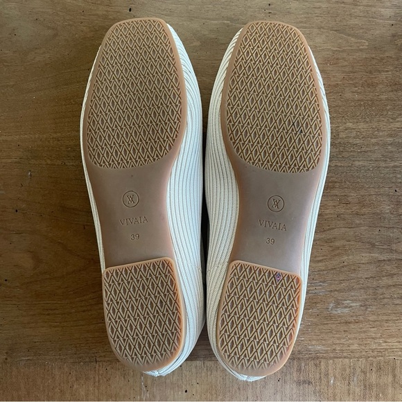 Vivaia Square Toe V-Cut Cream Ballet Flats Margo Office Workwear Neutral Capsule - Picture 10 of 12